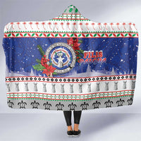 Northern Mariana Islands Christmas Hooded Blanket Poinsettia Filis Pasgua LT05 One Size Blue - Polynesian Pride