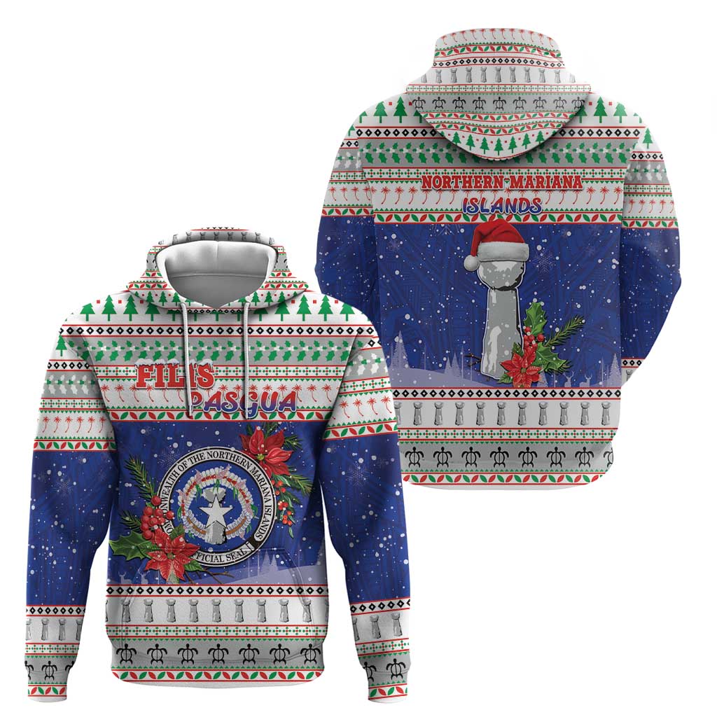 Northern Mariana Islands Christmas Hoodie Poinsettia Filis Pasgua LT05 - Polynesian Pride