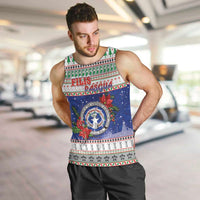 Northern Mariana Islands Christmas Men Tank Top Poinsettia Filis Pasgua LT05 Blue - Polynesian Pride