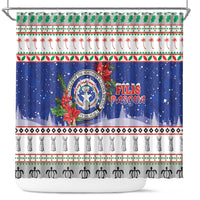 Northern Mariana Islands Christmas Shower Curtain Poinsettia Filis Pasgua LT05 Blue - Polynesian Pride