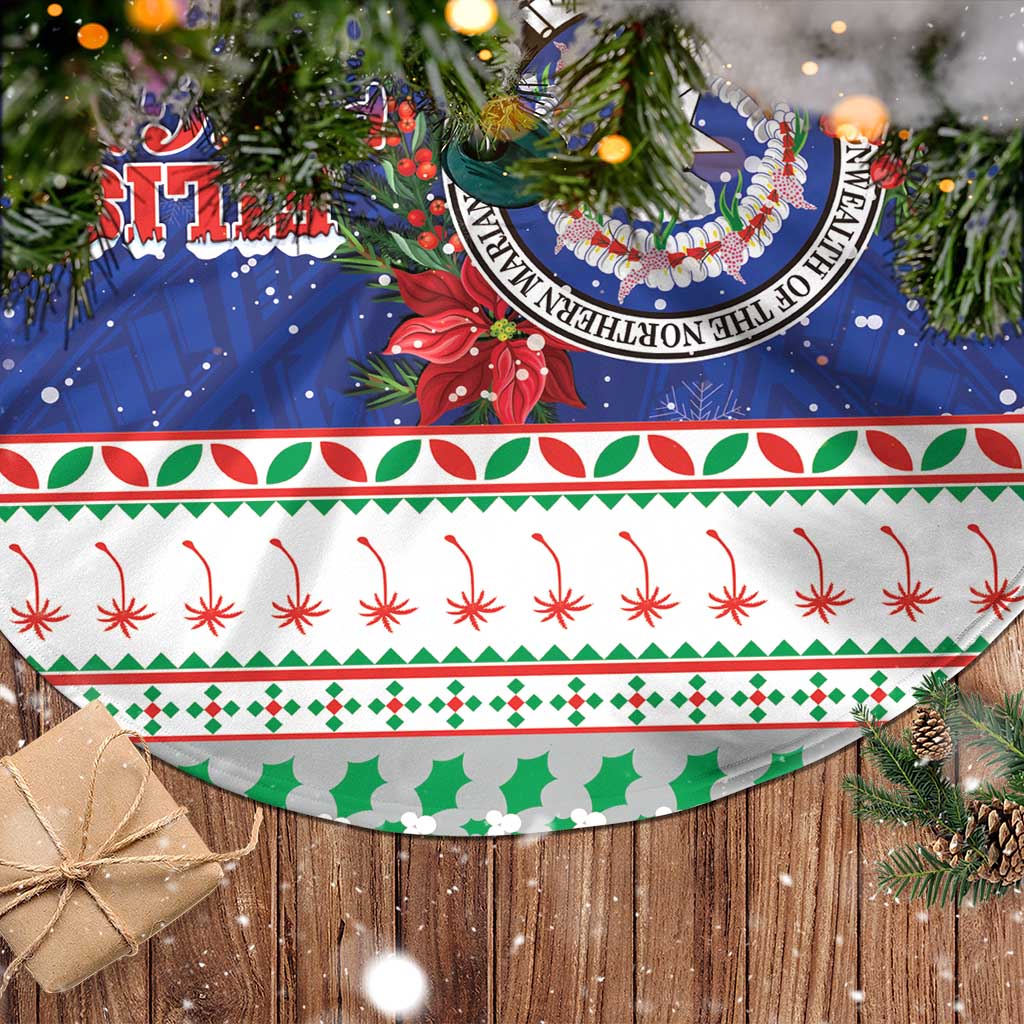 Northern Mariana Islands Christmas Tree Skirt Poinsettia Filis Pasgua
