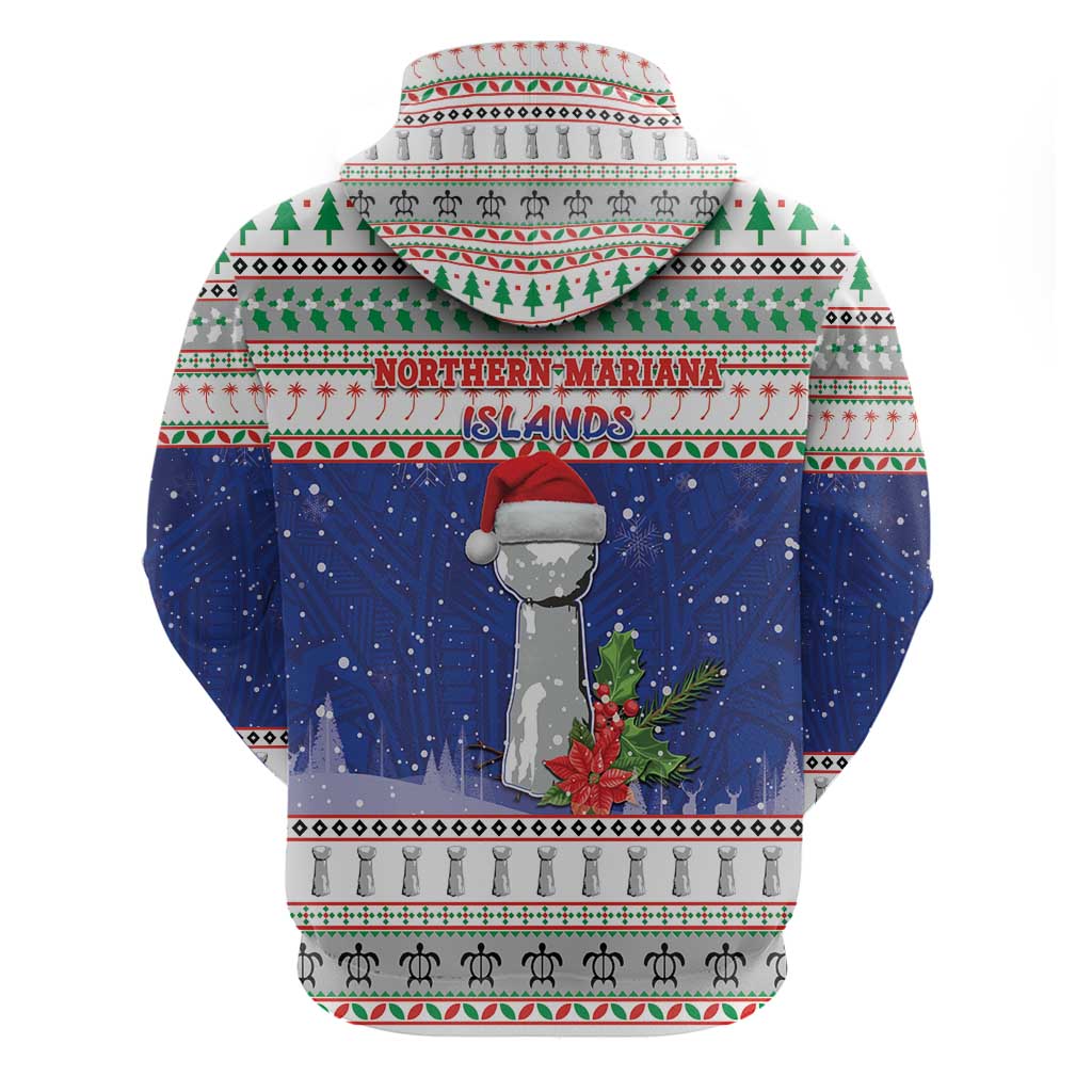 Northern Mariana Islands Christmas Zip Hoodie Poinsettia Filis Pasgua