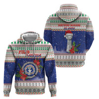 Northern Mariana Islands Christmas Zip Hoodie Poinsettia Filis Pasgua