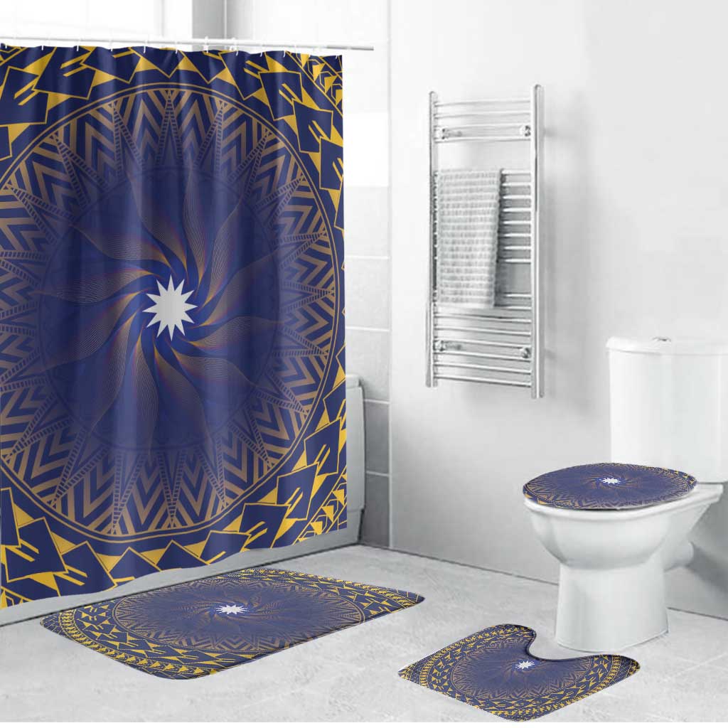 Nauru Angam Day Bathroom Set Polynesian Tribal Pattern Unique Style LT05 Bathroom Set (4 pcs) Blue - Polynesian Pride