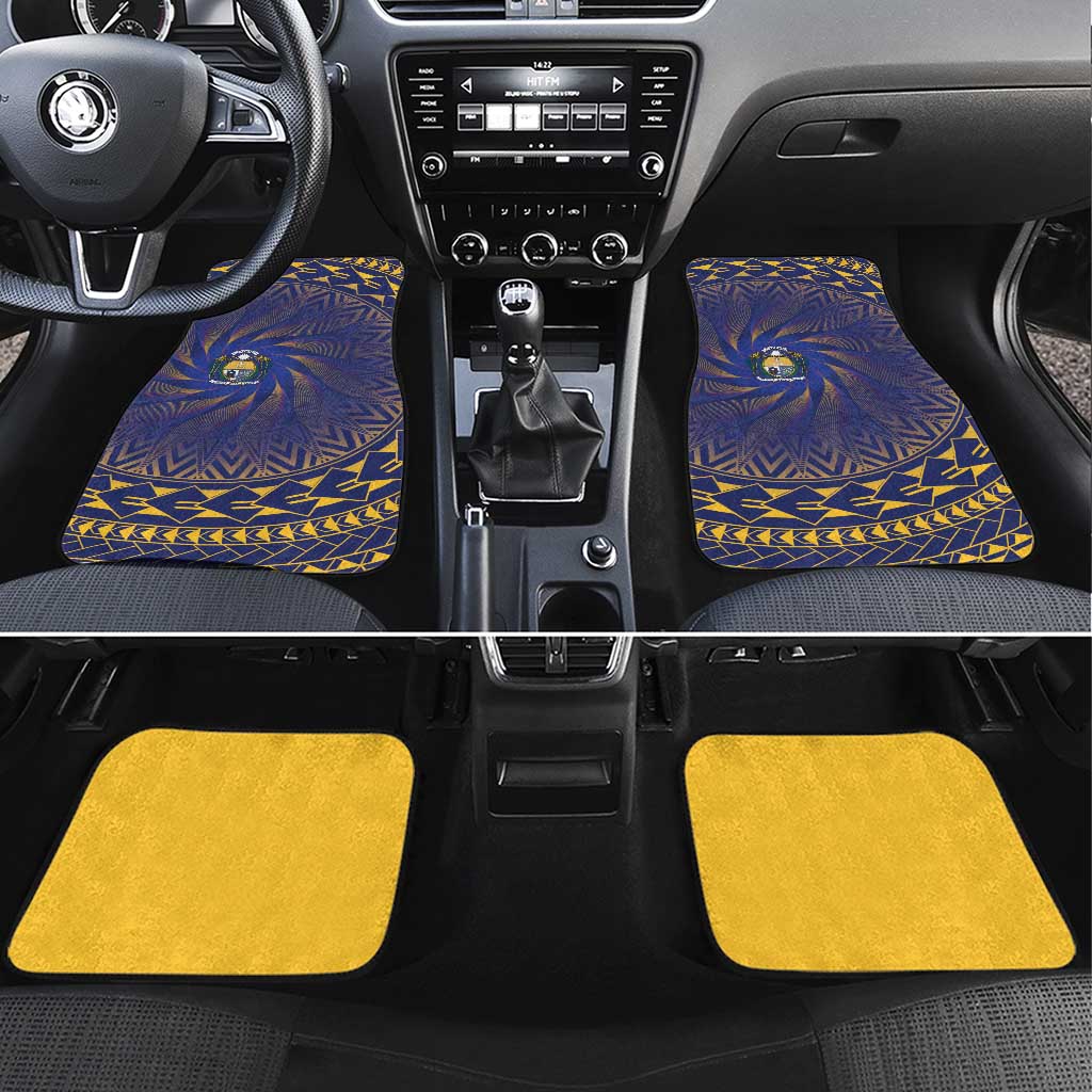 Nauru Angam Day Car Mats Polynesian Tribal Pattern Unique Style LT05 Set 4pcs Blue - Polynesian Pride
