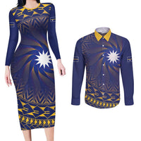 Nauru Angam Day Couples Matching Long Sleeve Bodycon Dress and Long Sleeve Button Shirt Polynesian Tribal Pattern Unique Style - Polynesian Pride