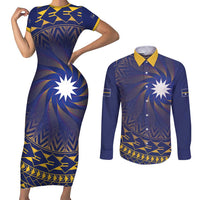 Nauru Angam Day Couples Matching Short Sleeve Bodycon Dress and Long Sleeve Button Shirt Polynesian Tribal Pattern Unique Style - Polynesian Pride