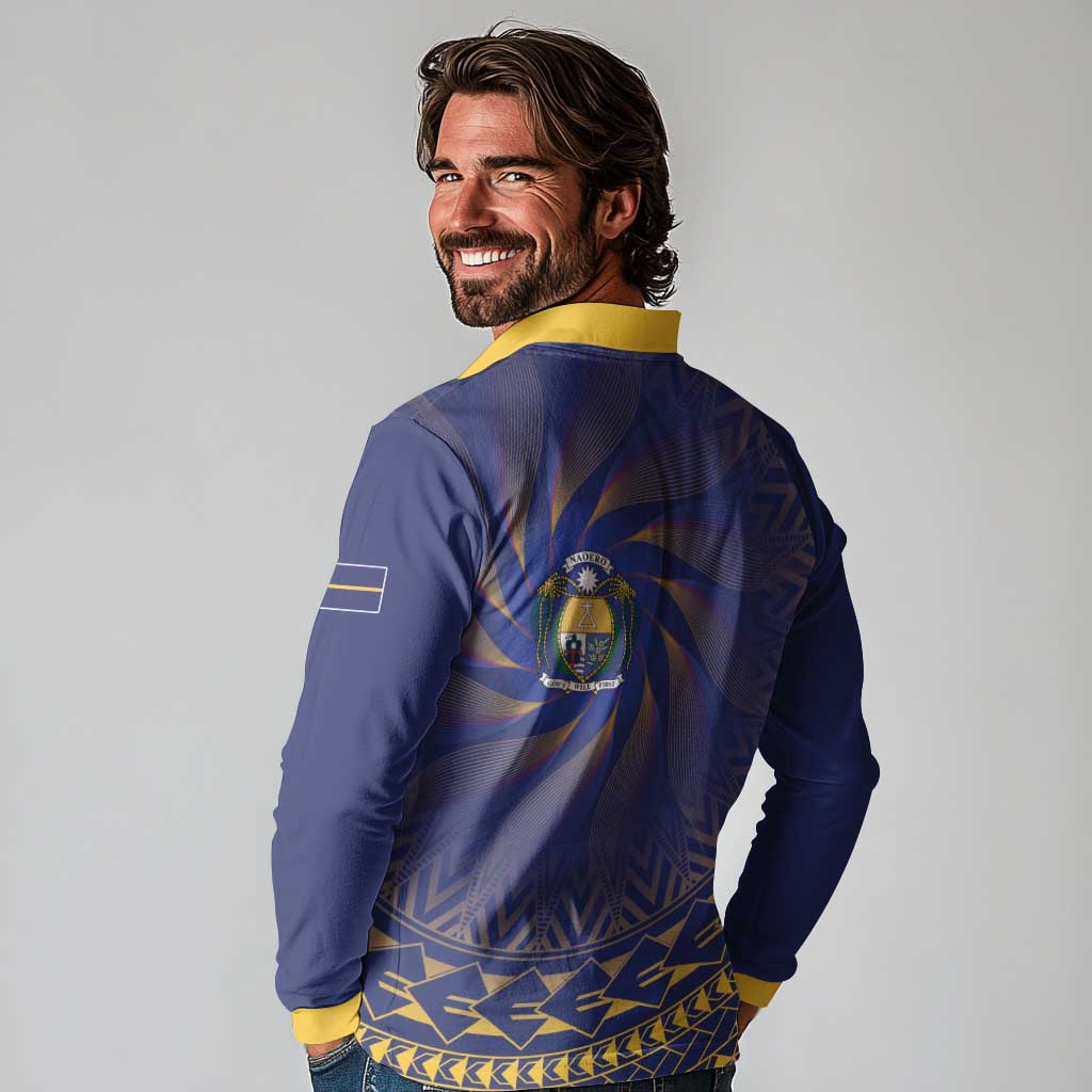 Nauru Angam Day Long Sleeve Polo Shirt Polynesian Tribal Pattern Unique Style - Polynesian Pride