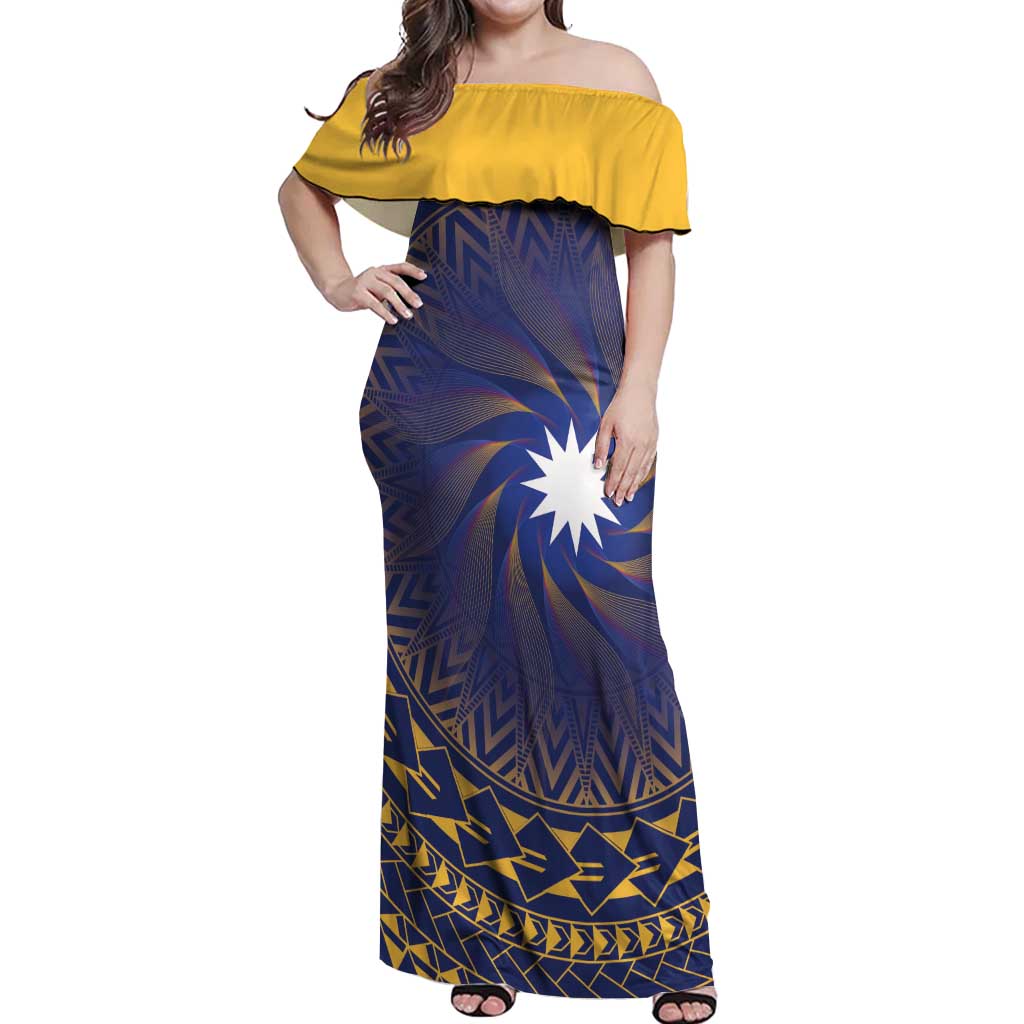 Nauru Angam Day Off Shoulder Maxi Dress Polynesian Tribal Pattern Unique Style - Polynesian Pride