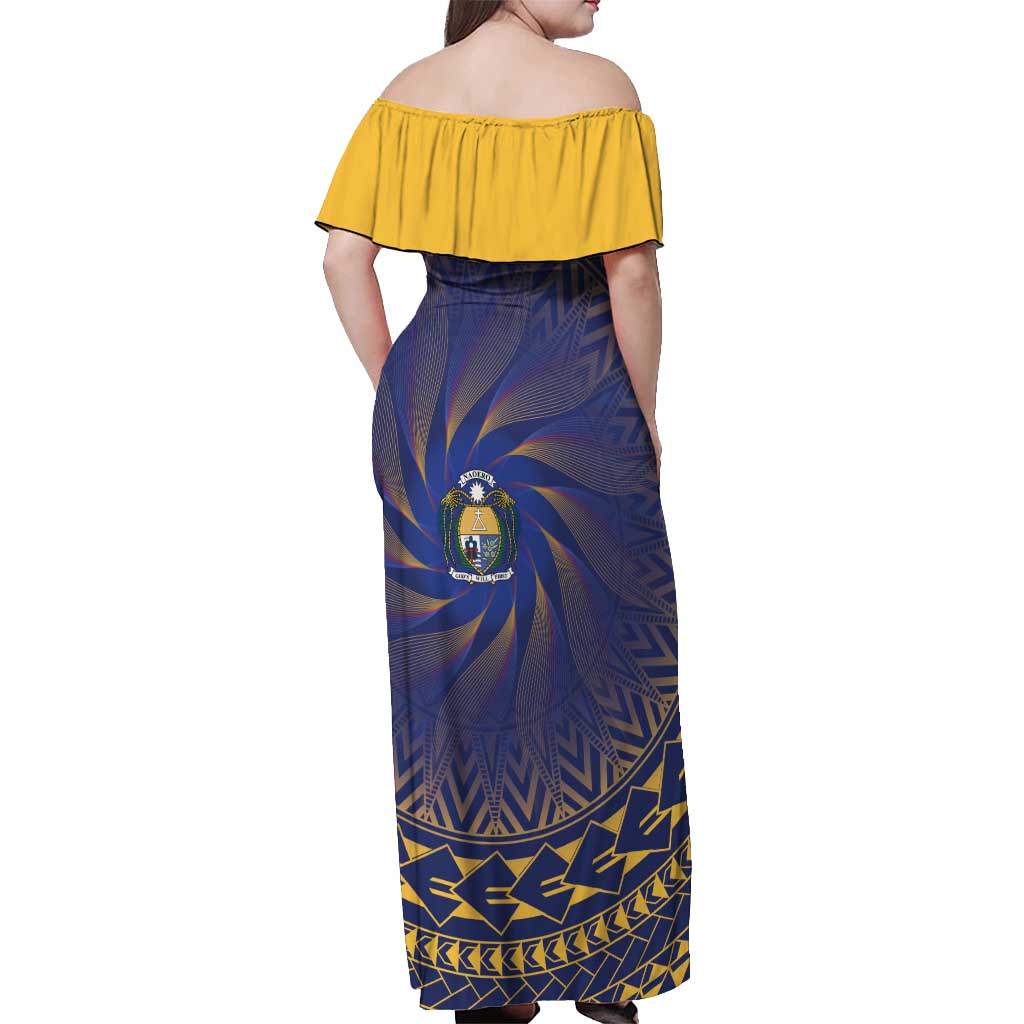 Nauru Angam Day Off Shoulder Maxi Dress Polynesian Tribal Pattern Unique Style - Polynesian Pride