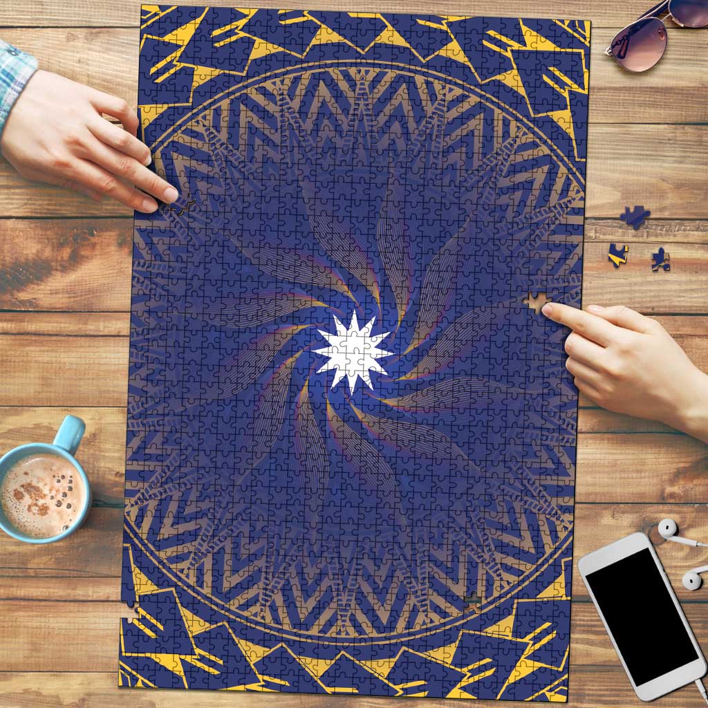 Nauru Angam Day Puzzle Polynesian Tribal Pattern Unique Style LT05 Blue - Polynesian Pride