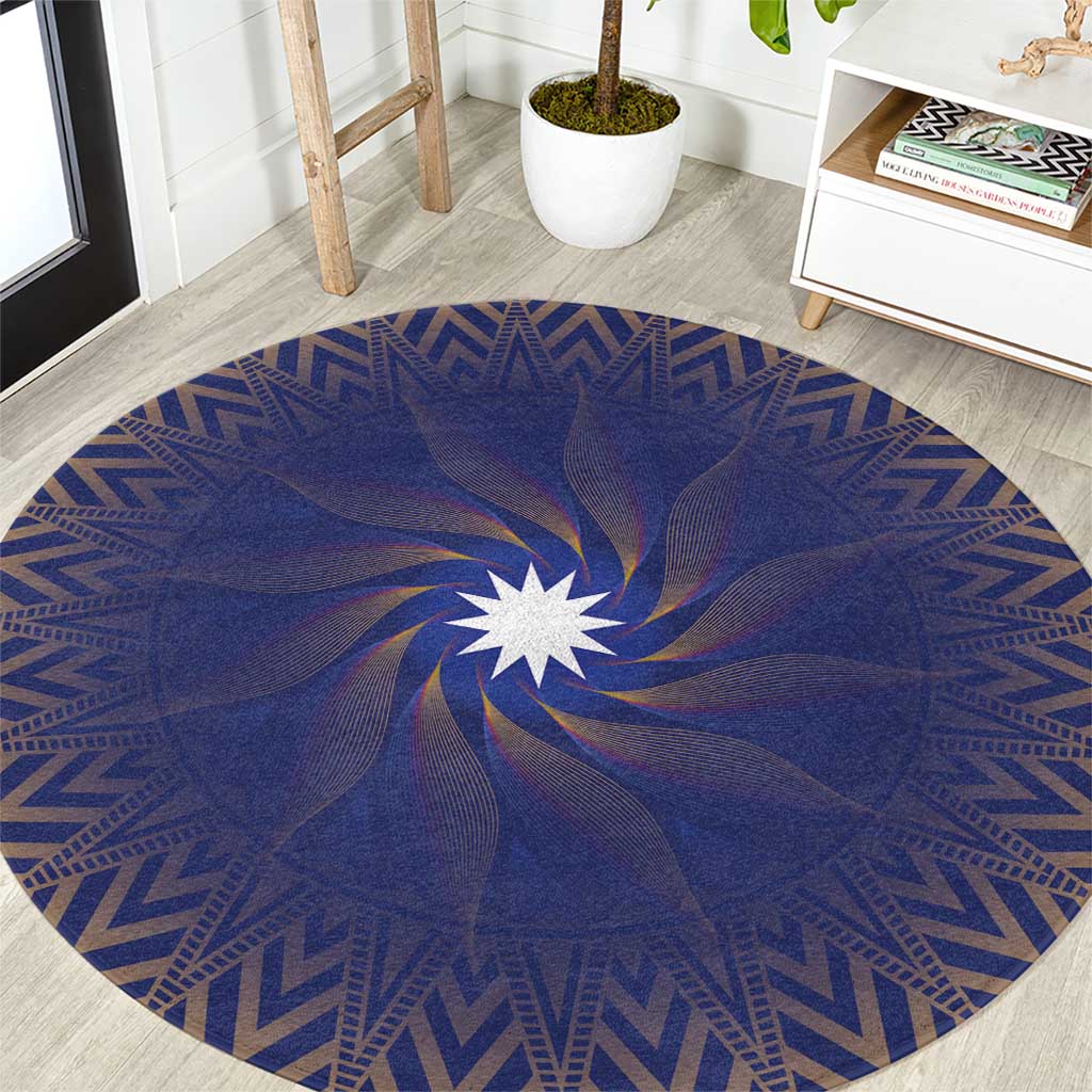 Nauru Angam Day Round Carpet Polynesian Tribal Pattern Unique Style LT05 Blue - Polynesian Pride