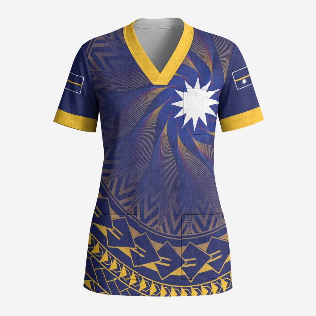 Nauru Angam Day Scrub Top Polynesian Tribal Pattern Unique Style - Polynesian Pride