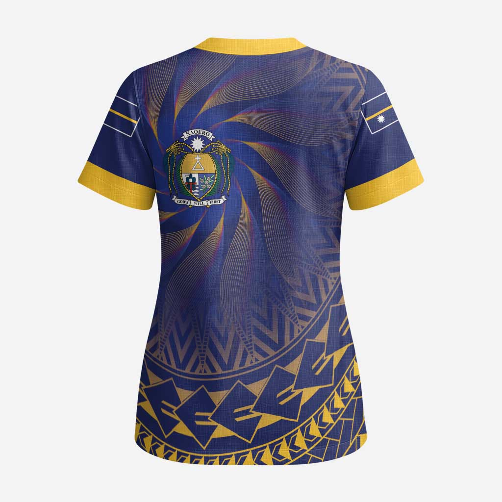 Nauru Angam Day Scrub Top Polynesian Tribal Pattern Unique Style - Polynesian Pride