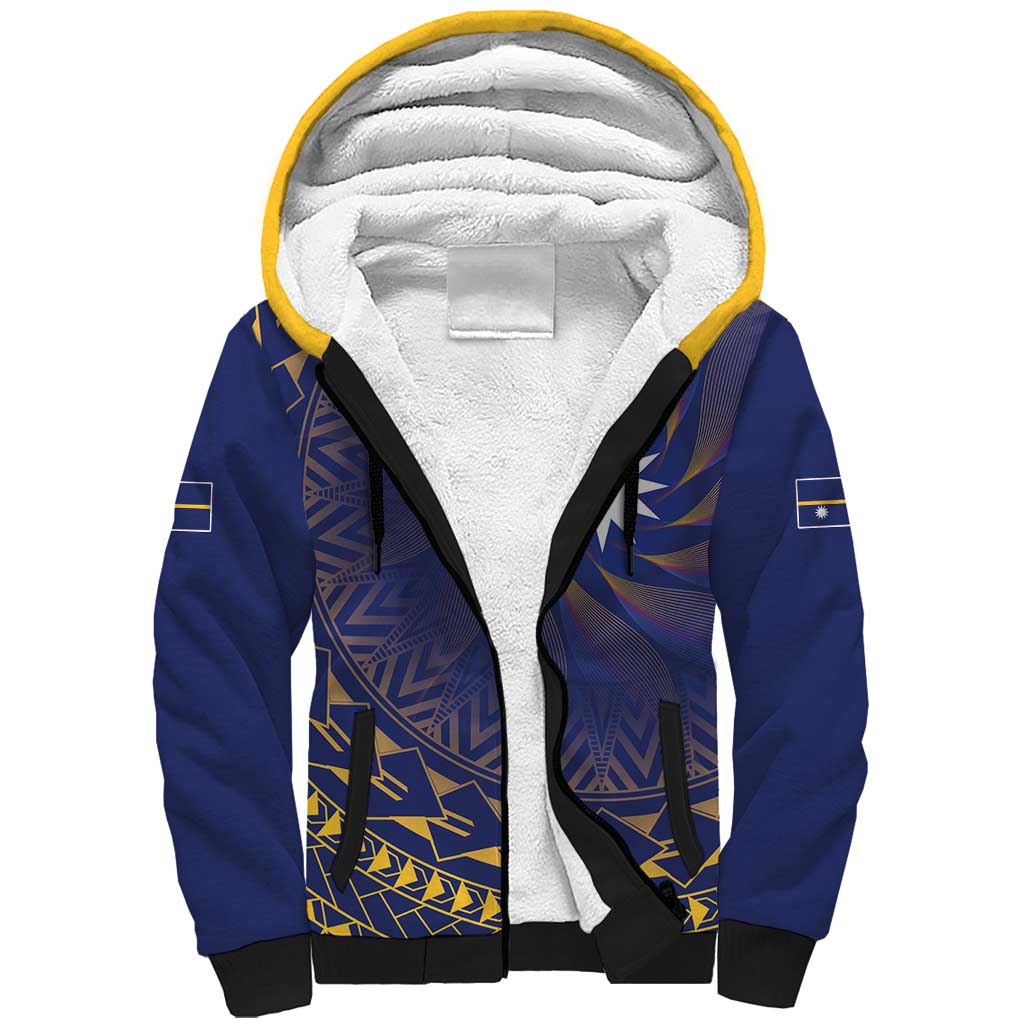 Nauru Angam Day Sherpa Hoodie Polynesian Tribal Pattern Unique Style LT05 Unisex Blue - Polynesian Pride