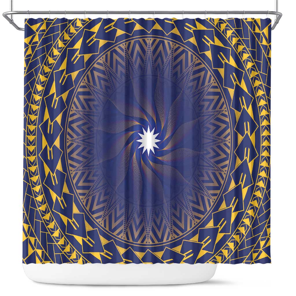 Nauru Angam Day Shower Curtain Polynesian Tribal Pattern Unique Style LT05 Blue - Polynesian Pride