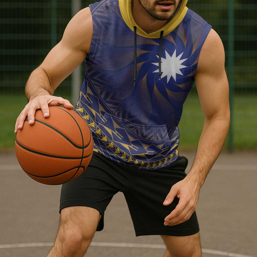 Nauru Angam Day Sleeveless Hoodie Polynesian Tribal Pattern Unique Style - Polynesian Pride