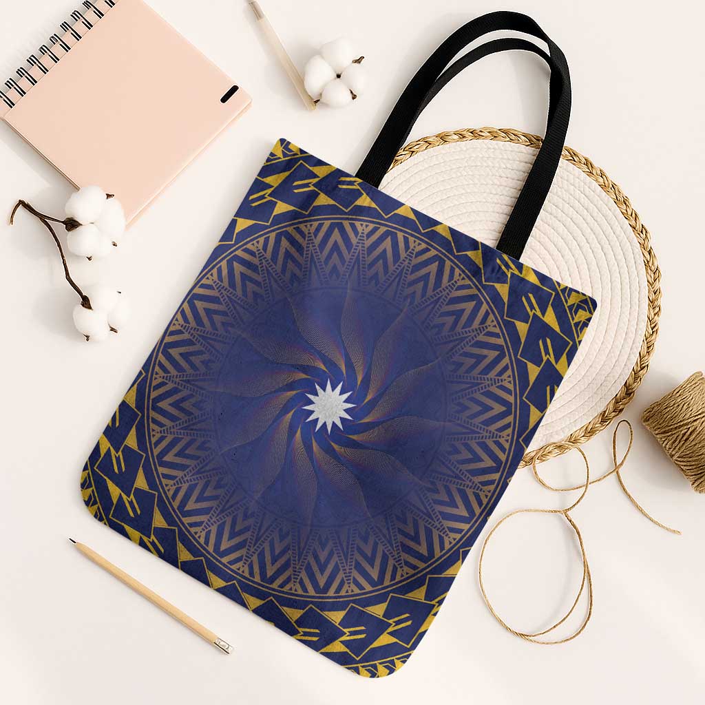 Nauru Angam Day Tote Bag Polynesian Tribal Pattern Unique Style LT05 Black Strap One Size Blue - Polynesian Pride