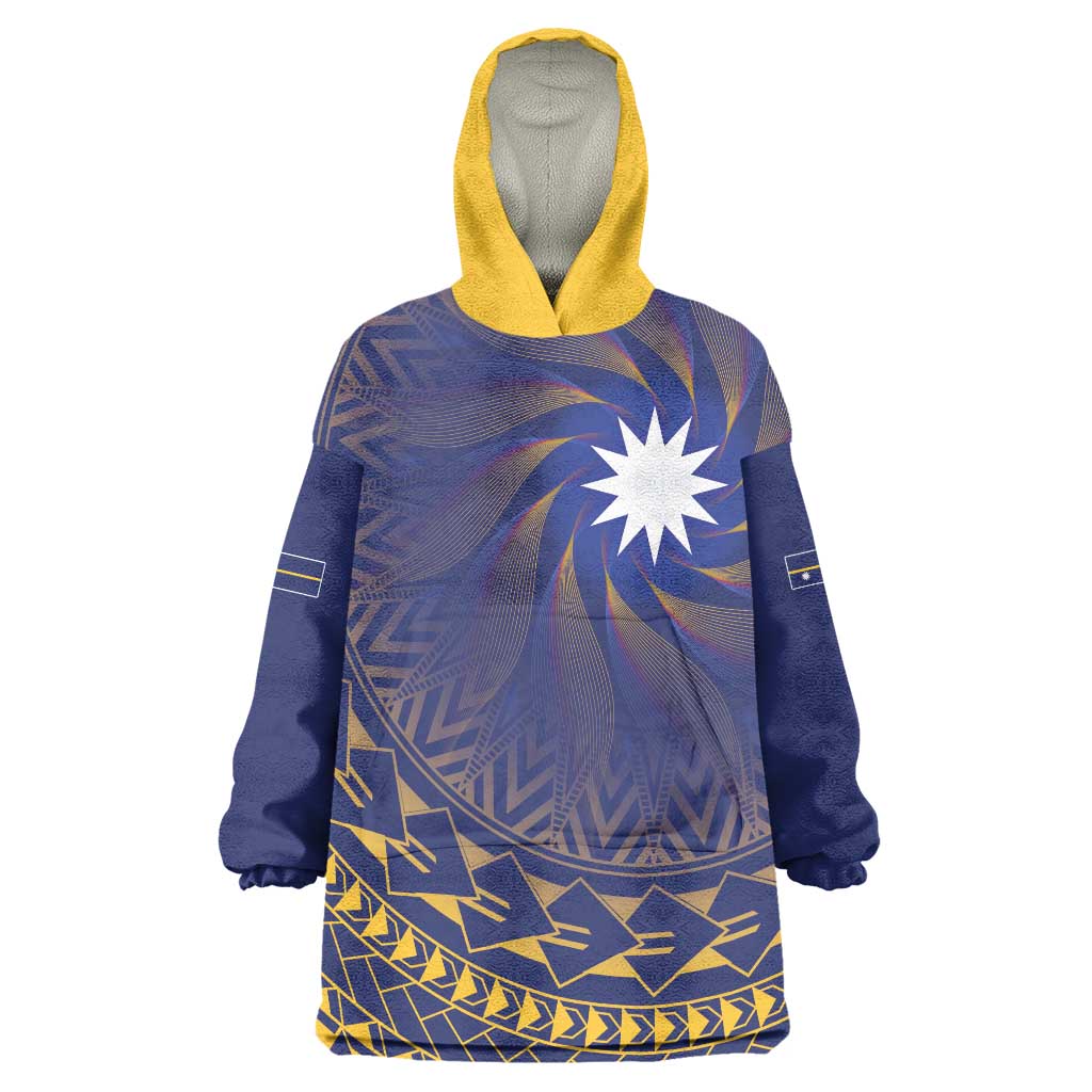 Nauru Angam Day Wearable Blanket Hoodie Polynesian Tribal Pattern Unique Style LT05 One Size Blue - Polynesian Pride