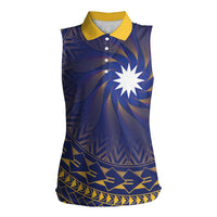 Nauru Angam Day Women Sleeveless Polo Shirt Polynesian Tribal Pattern Unique Style - Polynesian Pride