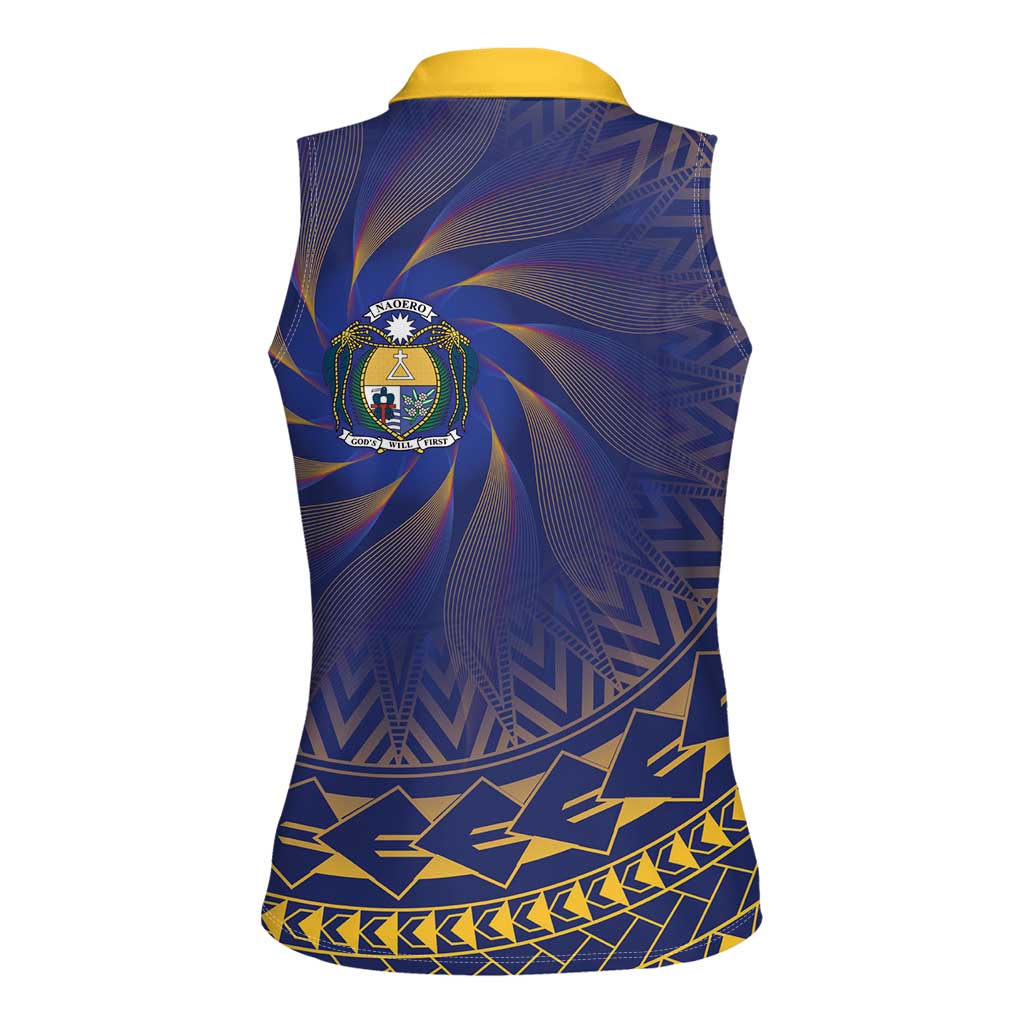 Nauru Angam Day Women Sleeveless Polo Shirt Polynesian Tribal Pattern Unique Style - Polynesian Pride