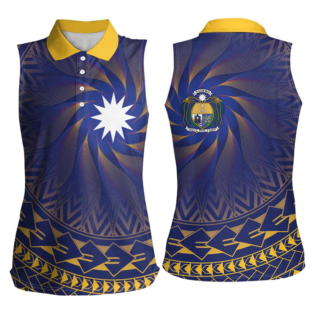 Nauru Angam Day Women Sleeveless Polo Shirt Polynesian Tribal Pattern Unique Style - Polynesian Pride