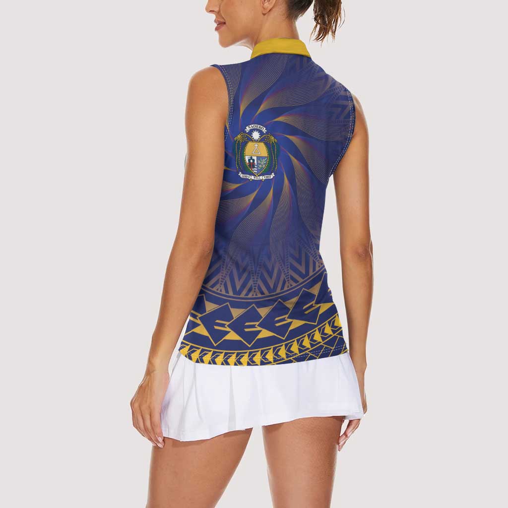 Nauru Angam Day Women Sleeveless Polo Shirt Polynesian Tribal Pattern Unique Style - Polynesian Pride