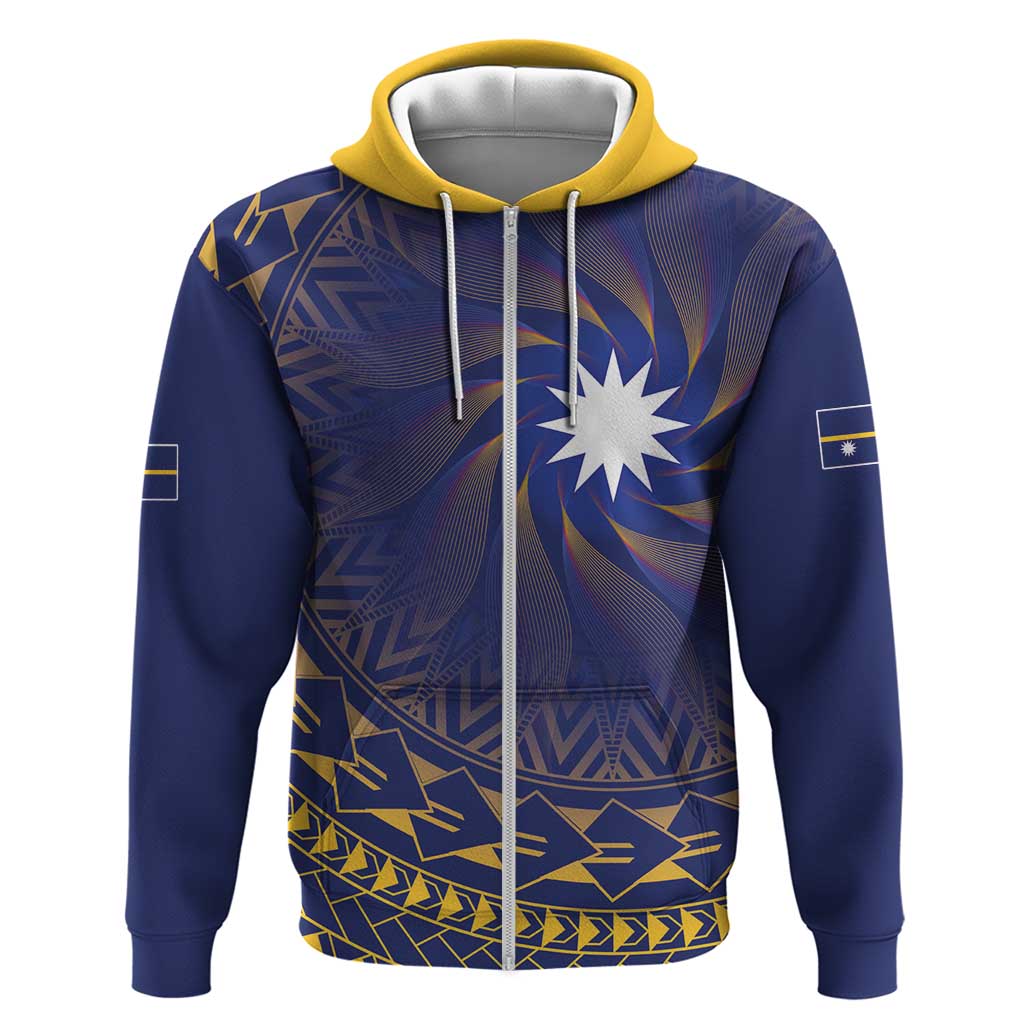 Nauru Angam Day Zip Hoodie Polynesian Tribal Pattern Unique Style LT05 Zip Hoodie Blue - Polynesian Pride