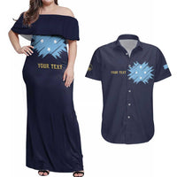 Personalised Federated States Of Micronesia Couples Matching Off Shoulder Maxi Dress and Hawaiian Shirt FSM Passport - Polynesian Pride