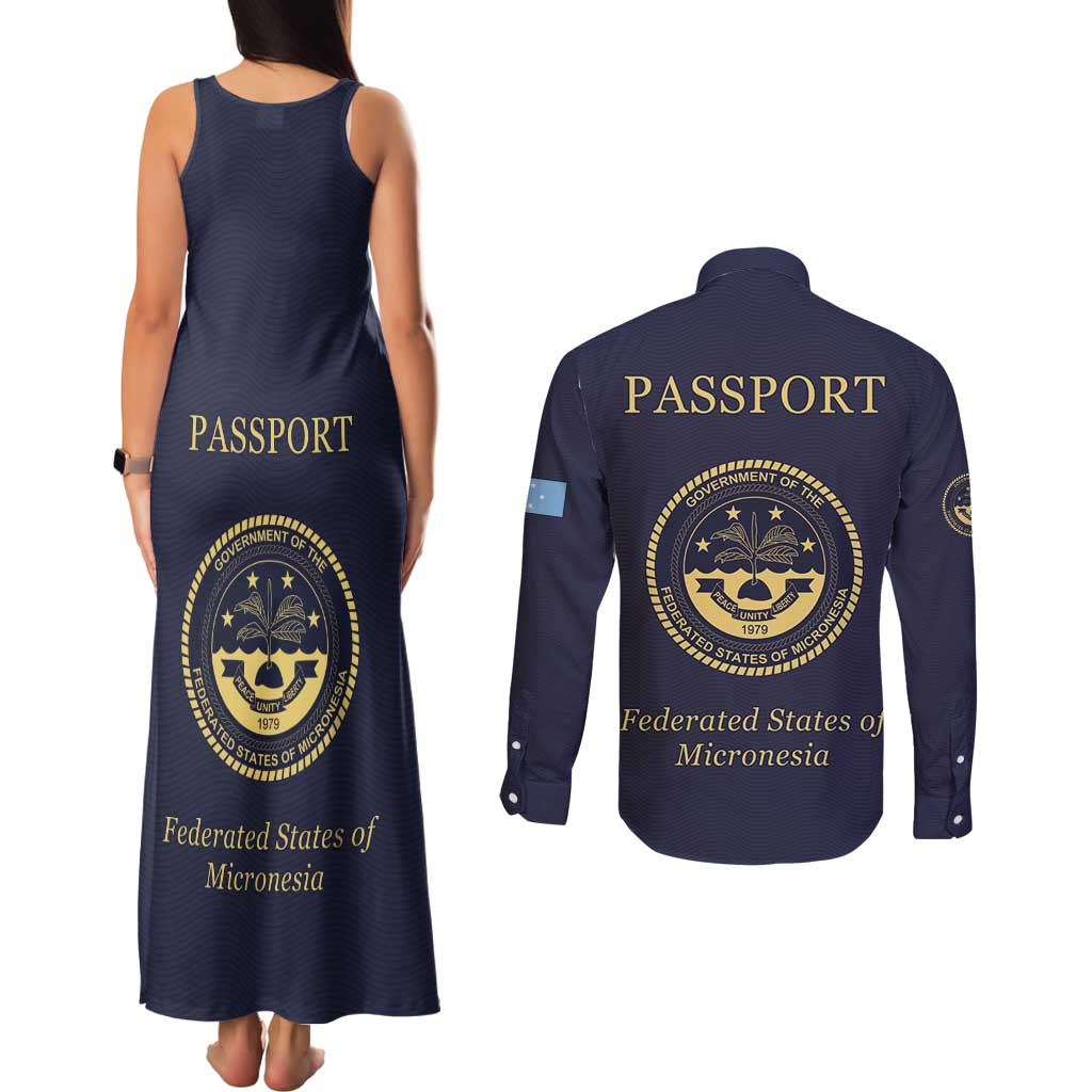 Personalised Federated States Of Micronesia Couples Matching Tank Maxi Dress and Long Sleeve Button Shirt FSM Passport - Polynesian Pride