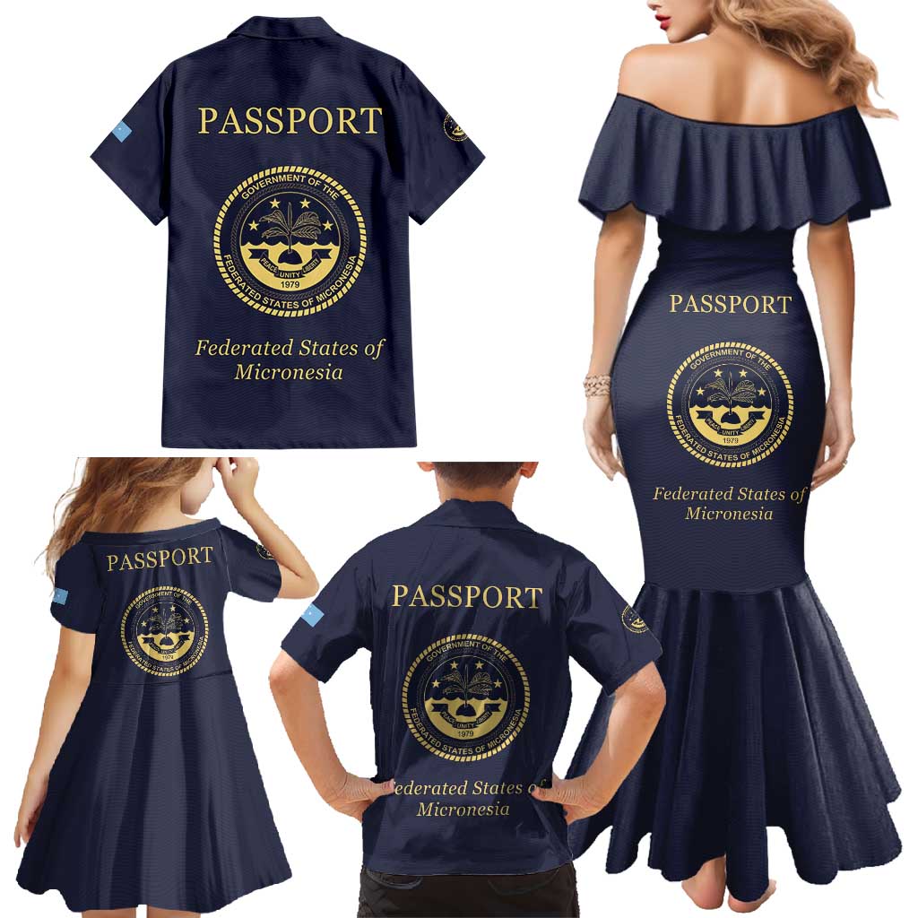 Personalised Federated States Of Micronesia Family Matching Mermaid Dress and Hawaiian Shirt FSM Passport - Polynesian Pride