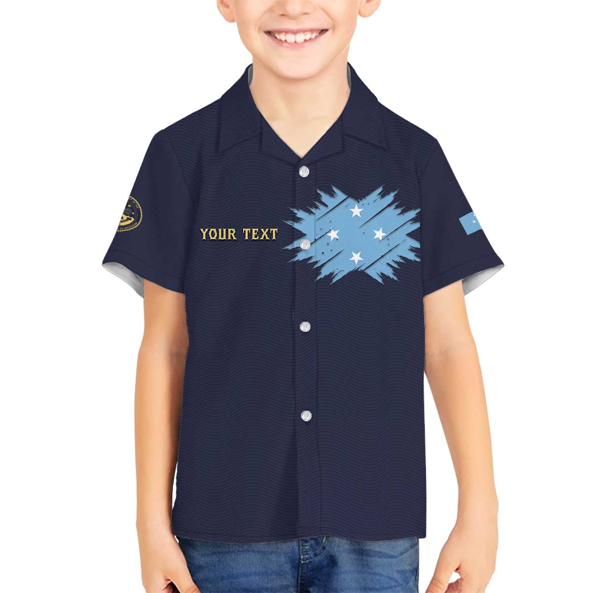 Personalised Federated States Of Micronesia Family Matching Off The Shoulder Long Sleeve Dress and Hawaiian Shirt FSM Passport - Polynesian Pride