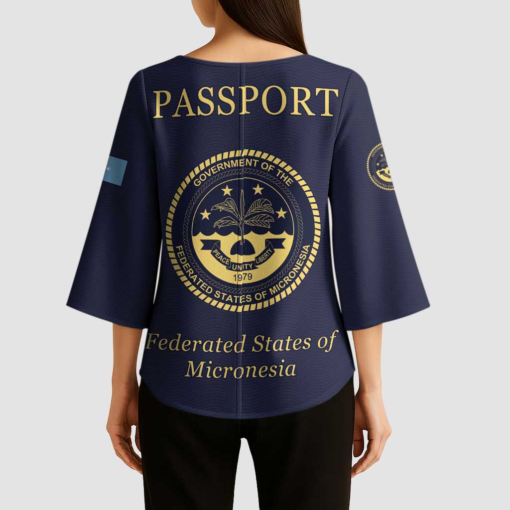 Personalised Federated States Of Micronesia Kimono Sleeve Blouse FSM Passport - Polynesian Pride