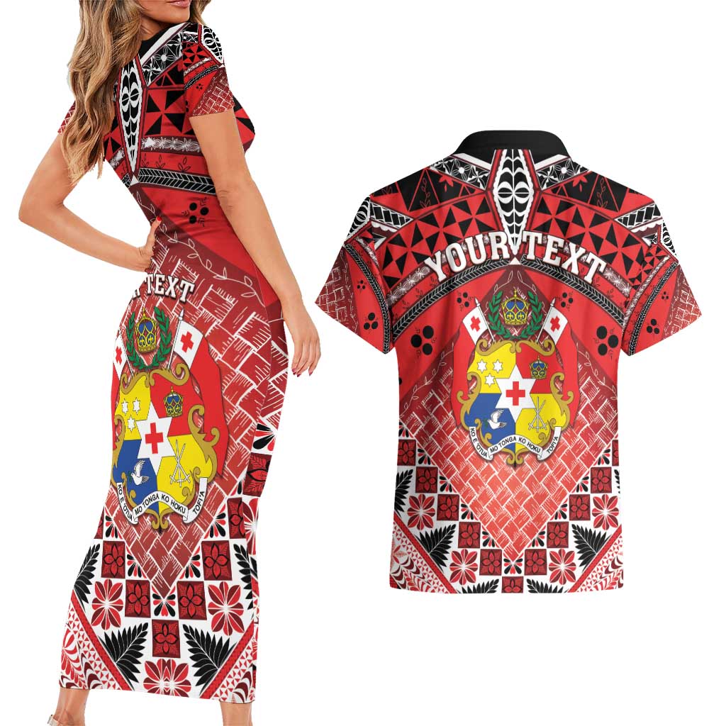 Personalised Tonga Constitution Day Couples Matching Short Sleeve Bodycon Dress and Hawaiian Shirt 150 Years Jubilee - Polynesian Pride