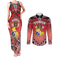 Personalised Tonga Constitution Day Couples Matching Tank Maxi Dress and Long Sleeve Button Shirt 150 Years Jubilee - Polynesian Pride