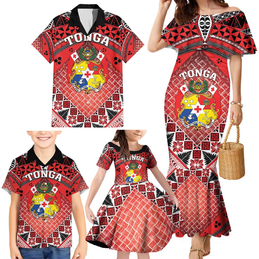 Personalised Tonga Constitution Day Family Matching Mermaid Dress and Hawaiian Shirt 150 Years Jubilee - Polynesian Pride