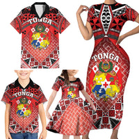 Personalised Tonga Constitution Day Family Matching Short Sleeve Bodycon Dress and Hawaiian Shirt 150 Years Jubilee - Polynesian Pride
