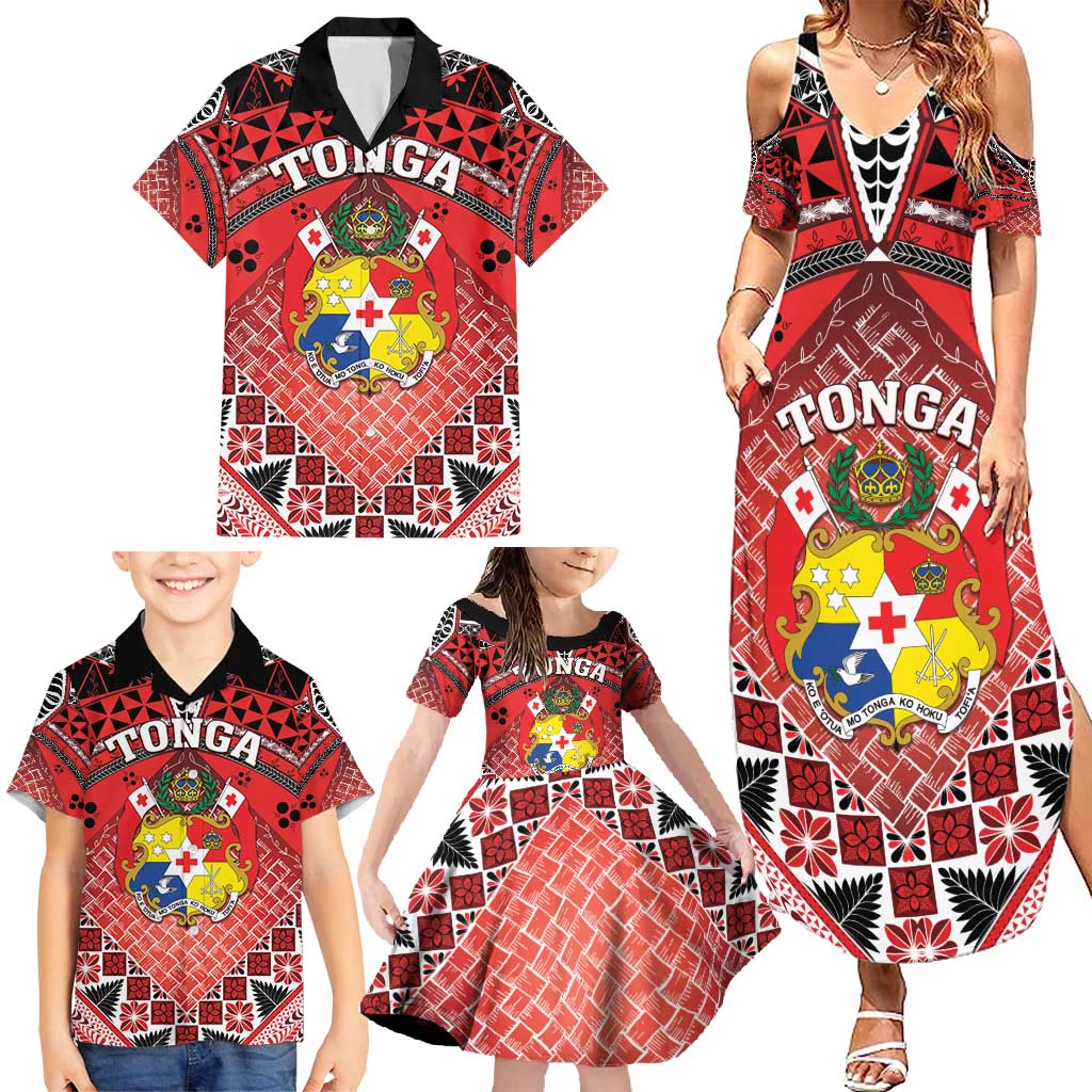 Personalised Tonga Constitution Day Family Matching Summer Maxi Dress and Hawaiian Shirt 150 Years Jubilee - Polynesian Pride