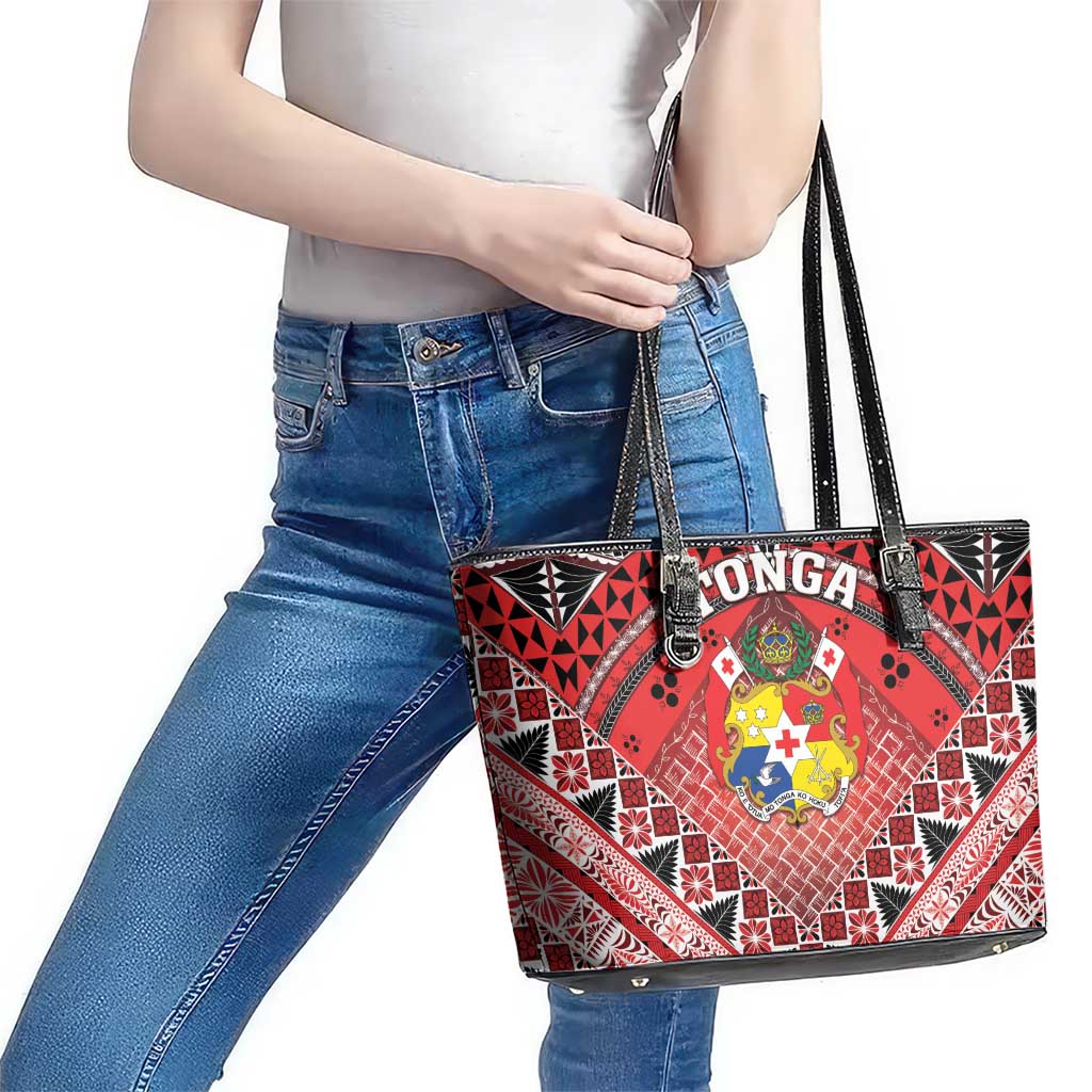 Tonga Constitution Day Leather Tote Bag 150 Years Jubilee - Polynesian Pride