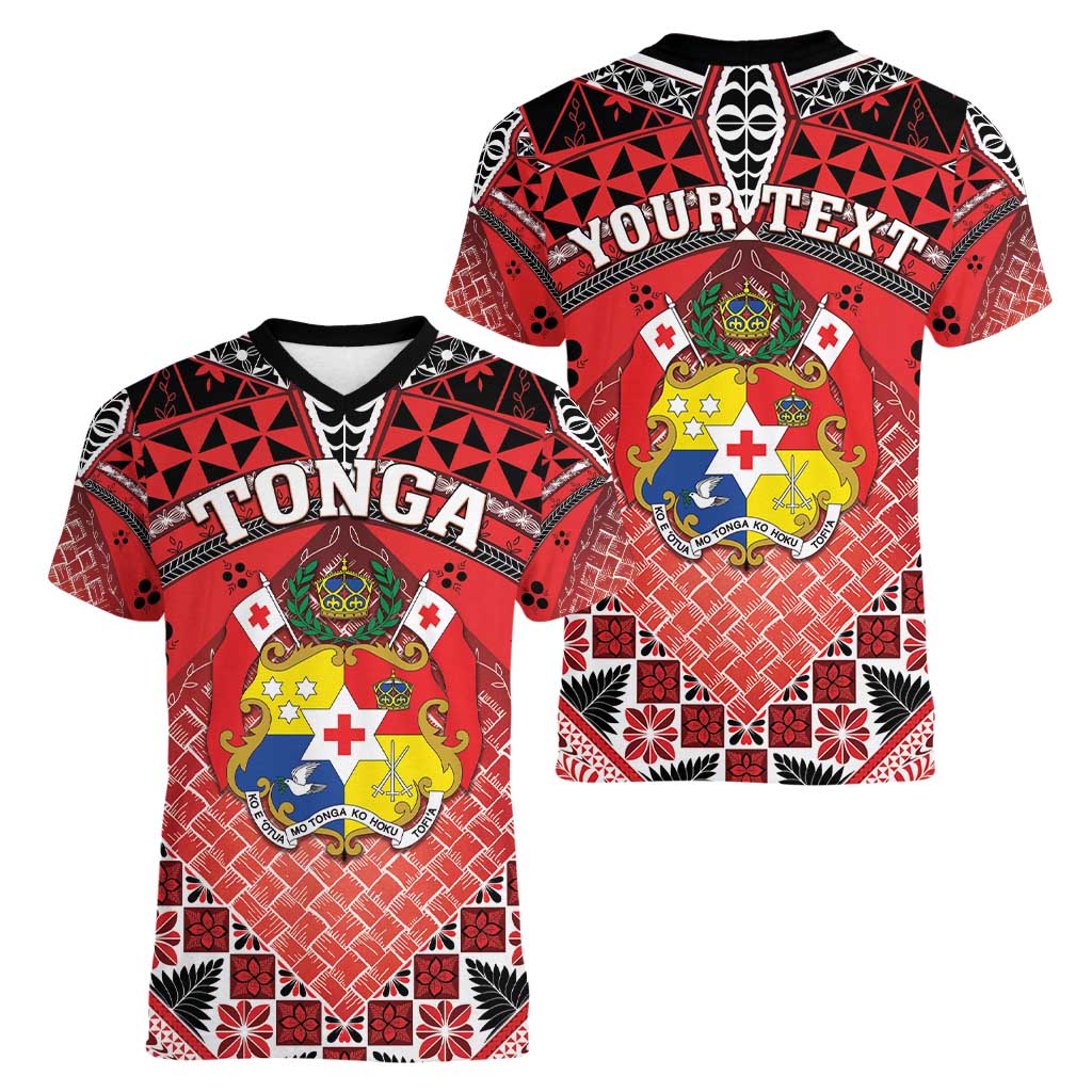 Personalised Tonga Constitution Day Women V-Neck T-Shirt 150 Years Jubilee - Polynesian Pride