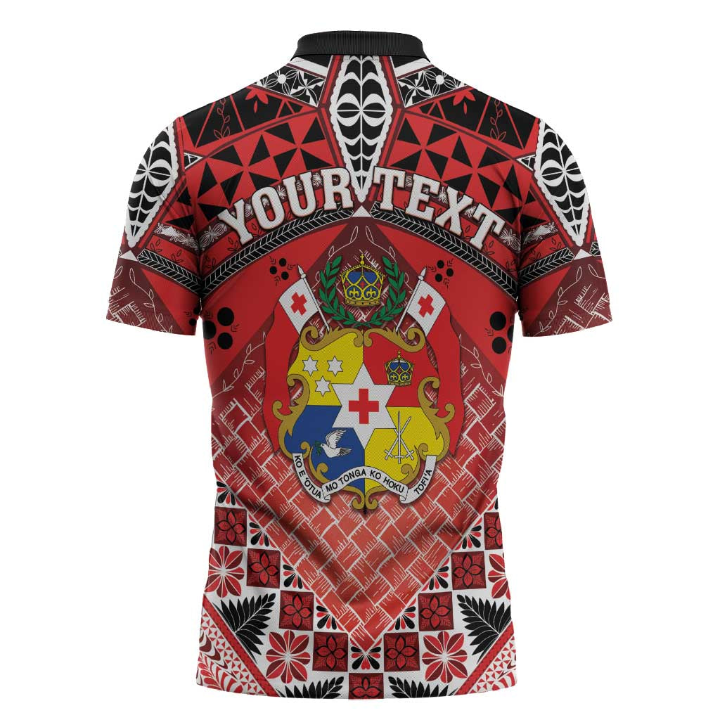 Personalised Tonga Constitution Day Zipper Polo Shirt 150 Years Jubilee - Polynesian Pride