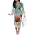 Hawaii Thanksgiving Family Matching Off Shoulder Long Sleeve Dress and Hawaiian Shirt Funny Turkey Dabbing Dance LT05 Mom's Dress Blue - Polynesian Pride