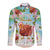 Hawaii Thanksgiving Long Sleeve Button Shirt Funny Turkey Dabbing Dance LT05 Unisex Blue - Polynesian Pride