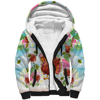 Hawaii Thanksgiving Sherpa Hoodie Funny Turkey Dabbing Dance LT05 Unisex Blue - Polynesian Pride