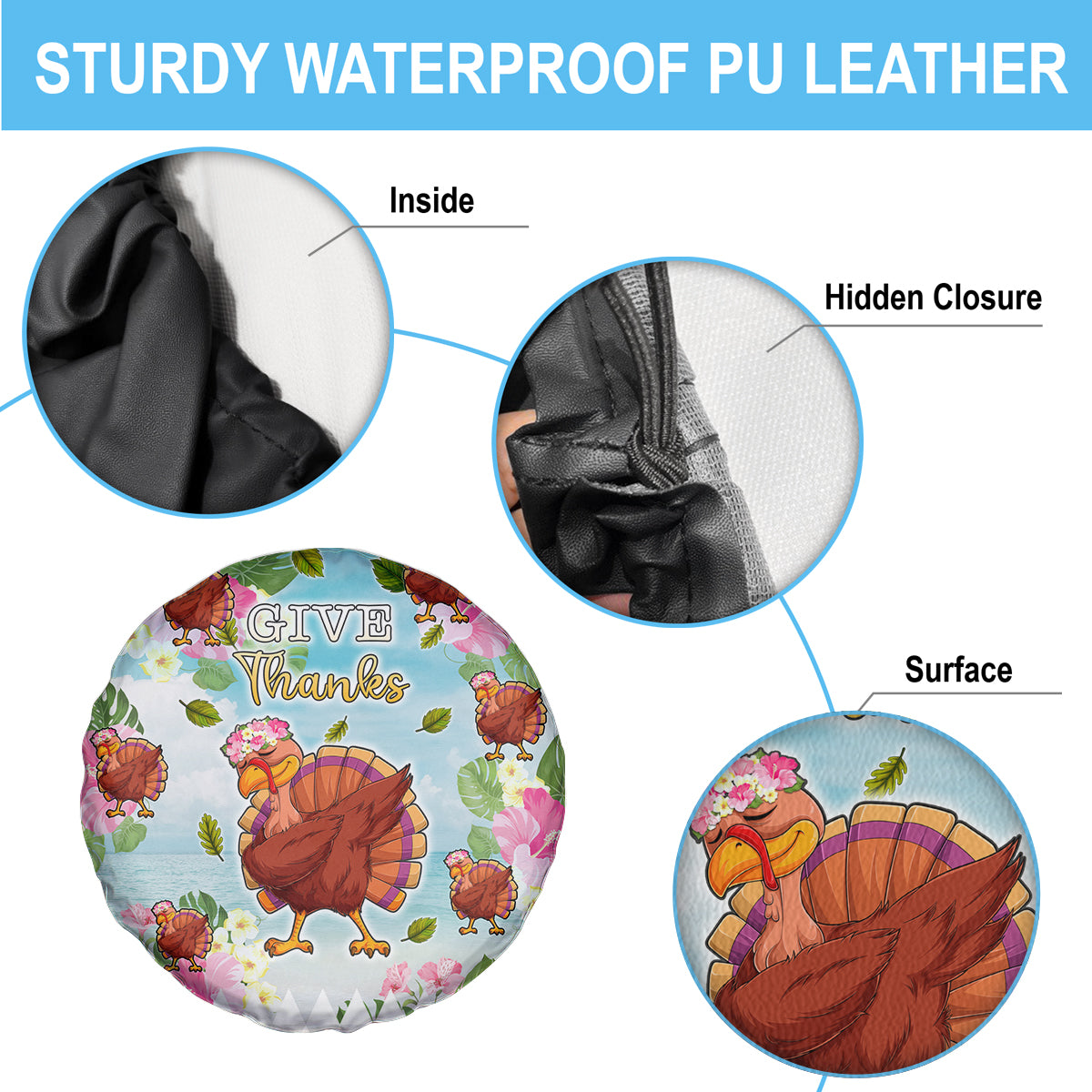 Hawaii Thanksgiving Spare Tire Cover Funny Turkey Dabbing Dance LT05 - Polynesian Pride