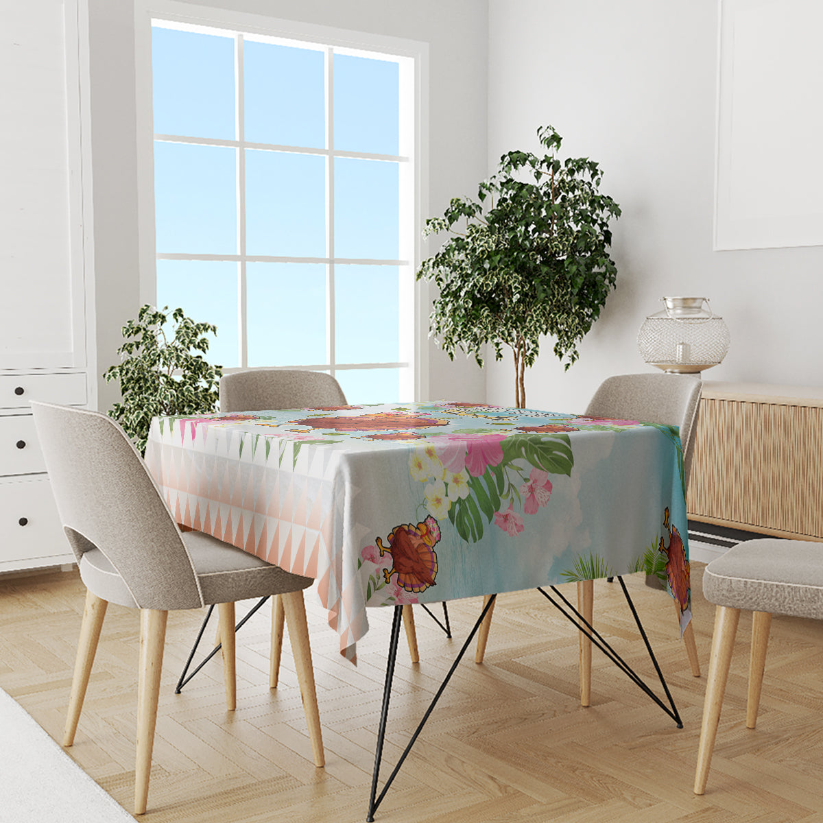 Hawaii Thanksgiving Tablecloth Funny Turkey Dabbing Dance LT05 - Polynesian Pride