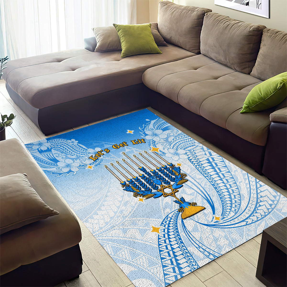 Polynesia Hanukkah Festival Area Rug With Menorah Polynesian Style LT05 - Polynesian Pride