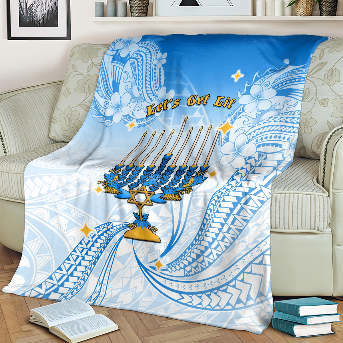 Polynesia Hanukkah Festival Blanket With Menorah Polynesian Style LT05 - Polynesian Pride