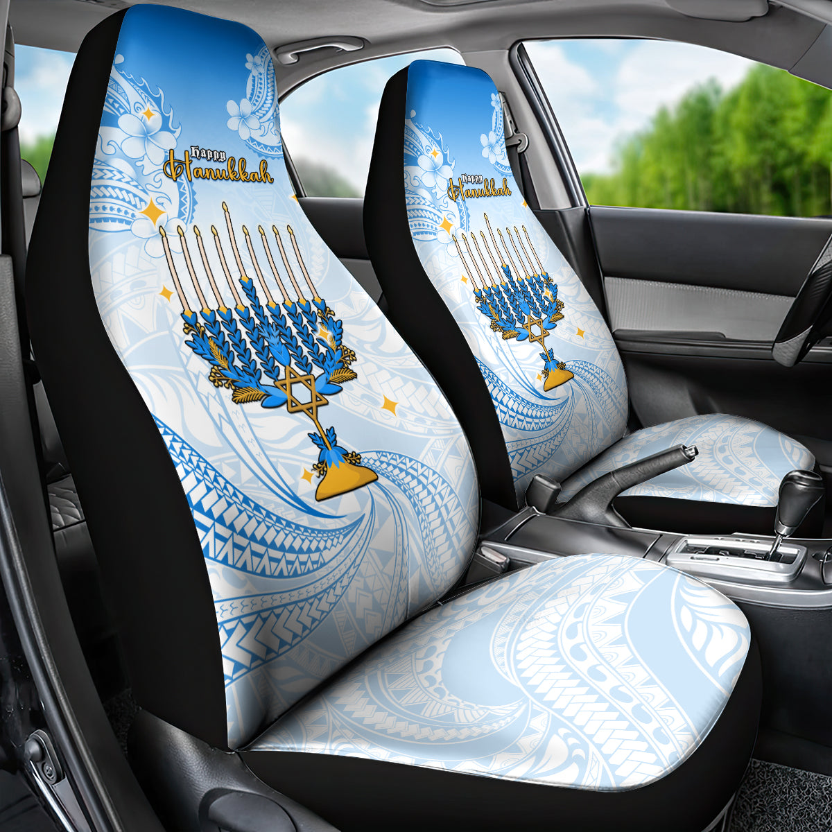 Polynesia Hanukkah Festival Car Seat Cover With Menorah Polynesian Style LT05 - Polynesian Pride