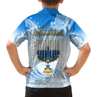 Polynesia Hanukkah Festival Family Matching Off Shoulder Long Sleeve Dress and Hawaiian Shirt With Menorah Polynesian Style LT05 - Polynesian Pride